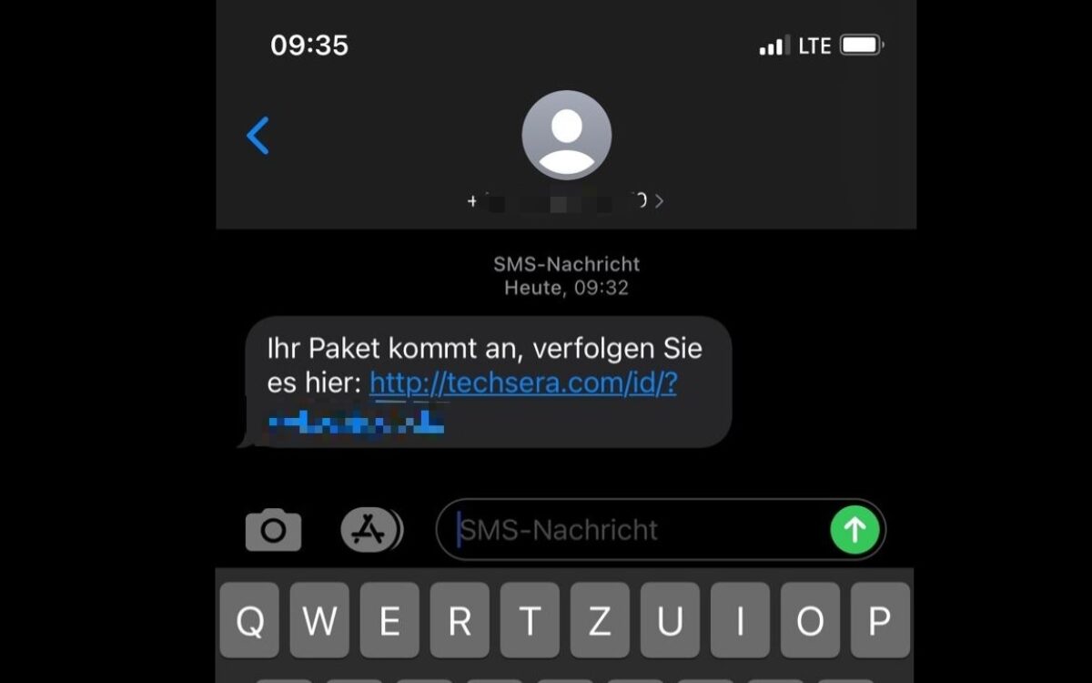 Eine Fake-SMS mit einem Schadlink kündigt eine angebliche Paketlieferung an Eine Fake-SMS mit einem Schadlink kündigt eine angebliche Paketlieferung an